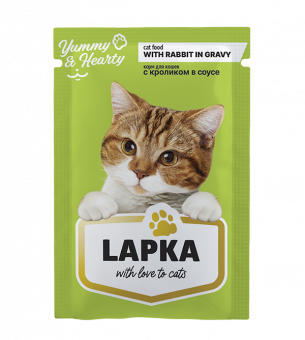 Консервированный корм для кошек Lapka с кроликом в соусе, 85г