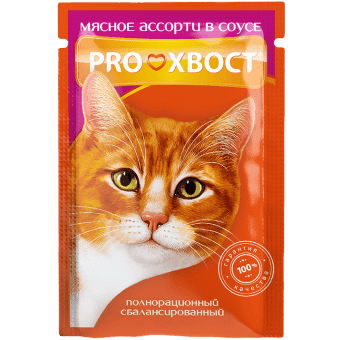 Консервированный корм для кошек Proхвост со вкусом мясного ассорти, 85г